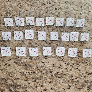 Set of 23 wooden Floral Shower Curtain Hooks square ~ 1.5 x 1.5 inches